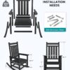 Outdoor Rocking Chair, HDPE Rocking Chair for Adults, All Weather Porch Rockers for Lawn Garden, White