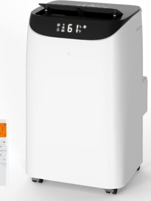 Portable Air Conditioner Cools Up to 700 Sq.Ft, 3-IN-1 Energy Efficient Portable AC Unit with Remote Control & Installation Kits for Large Room, Campervan, Office, Temporary Space