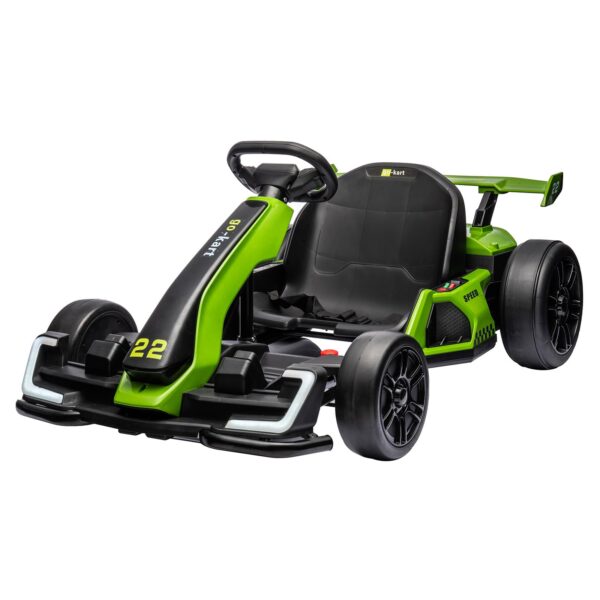 21ca35c02f51426181cd956355c0ef19 24V Electric Go Kart, with 300W Strong Motor, Drift/Sport Mode, Big Battery, Eva Tire,Length Adjustmen for Outdoor Racing Toy-Green