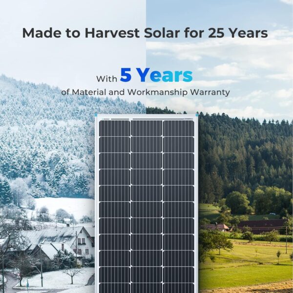 2290eb326a3847609c00abd2d73dfdb1 Solar Panel 100 Watt 12 Volt, High-Efficiency Monocrystalline PV Module Power Charger for RV Marine Rooftop Farm Battery and Other Off-Grid Applications, RNG-100D-SS, Single 100W