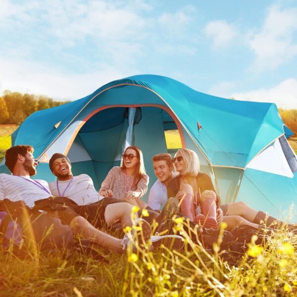 22eafc0096444594a73276b3a0f42019 UNP Camping Tent 10-Person-Family Tents, Parties, Music Festival Tent, Big, Easy Up, 5 Large Mesh Windows, Double Layer, 2 Room, Waterproof, Weather Resistant, 18ft x 9ft x78in