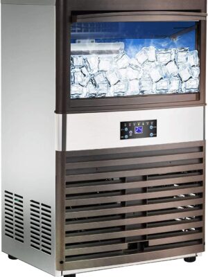 YUTGMasst Commercial Ice – 110LBS/24H Stainless Steel Free-Standing Ice Machine Maker Air Cooling Ice