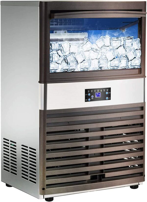 2330562e3e9d4a3ea2dcc14b77bfd891 YUTGMasst Commercial Ice – 110LBS/24H Stainless Steel Free-Standing Ice Machine Maker Air Cooling Ice