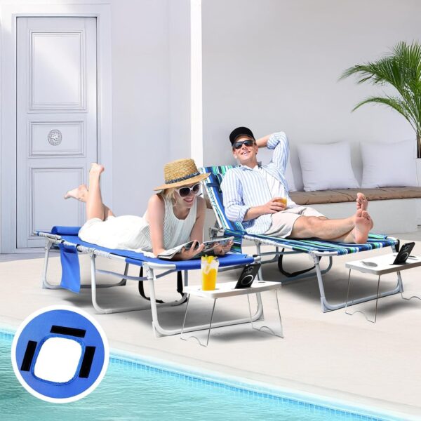 2385a3da9cdf416c89d032bcf97158a7 3-in-1 Outdoor Sun Tanning Lounge Chair with Face Hole – 5-Position Recliner, Folding Side Table & Removable Pillow, 330lbs Capacity, Blue