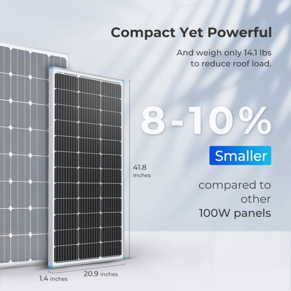 24529f9e568549c8bd82d45ed64cf394 Solar Panel 100 Watt 12 Volt, High-Efficiency Monocrystalline PV Module Power Charger for RV Marine Rooftop Farm Battery and Other Off-Grid Applications, RNG-100D-SS, Single 100W