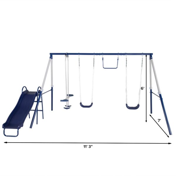 249f0bcb4c044a41b612a3c2a950e7a8 Swing Set, Outdoor Playset for Kids with Slide
