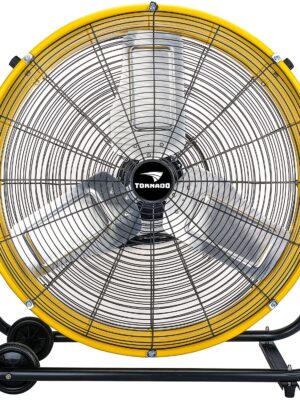 Tornado 24 Inch Grade UL Listed High Velocity Movement Heavy Duty Drum 3 Speed Air Circulator Fan 7800 CFM-Industrial, Commercial, Residential, and Greenhouse Use, Yellow