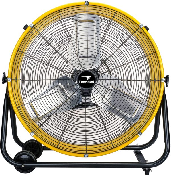 25f96030cfec4c32a49d968cd8cf2088 Tornado 24 Inch Grade UL Listed High Velocity Movement Heavy Duty Drum 3 Speed Air Circulator Fan 7800 CFM-Industrial, Commercial, Residential, and Greenhouse Use, Yellow