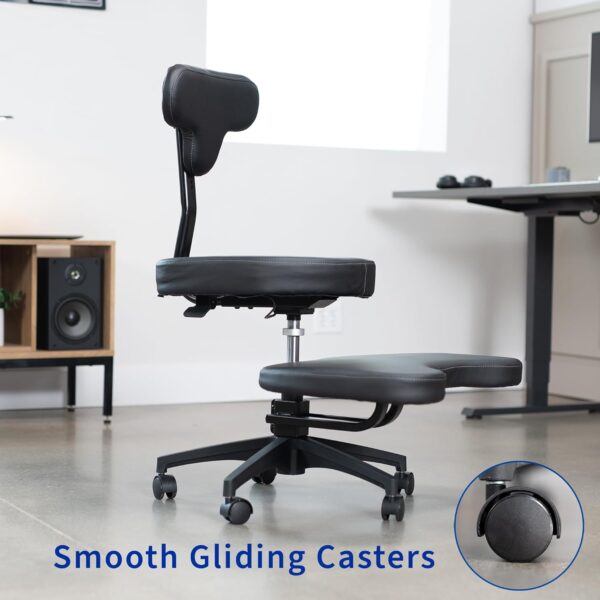 VIVO Cross-Legged Office Chair – Adjustable Height Floor Chair with Back Support for Yoga, Meditation, and ADHD (Black, CHAIR-CL02B-R)
