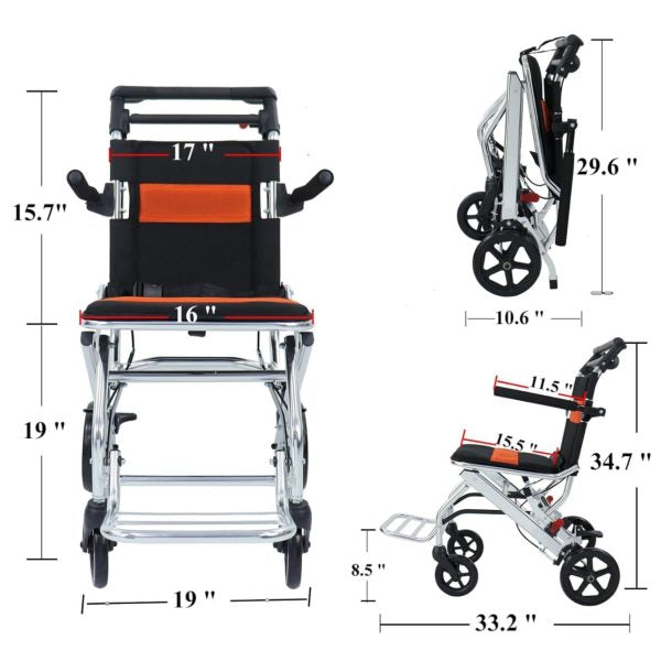 26caa593648f4d819f3e6854e9c7bd4b Ultra-Light Portable Folding Wheelchair, Travel-Friendly with Handbrake, 220 lbs Capacity, Ideal for Elderly & Children, 34.2×32.6 Unfolded Dimensions