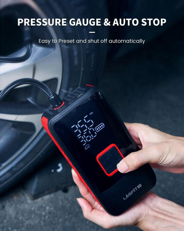 26d1b7e01aff4362a80b6b593301b463 Tire Inflator Portable Air Compressor Fit Pickup Truck & Large Tires Air Pump for Car Tires w/Digital Pressure Gauge, Auto Stop, 150PSI Electric 12000mAh Cordless 12V Corded Dual-Use