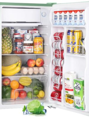 Upstreman 3.2 Cu.Ft Mini Fridge with Freezer – Single Door Compact Refrigerator for Dorm, Bedroom, or Office – Adjustable Thermostat, Black (BR321)