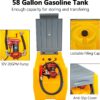 TECSPACE 58 Gallon Gasoline Tank, Portable Fuel Tank with 12V Electric Fuel Transfer Pump, 40 GPM Gasoline Fuel Tank with 4 Meters Hose for Gasoline Transportation (Yellow, 58 gal)