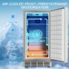 15 Inch Outdoor Refrigerator, Weather Proof Stainless Steel Beverage Beer Cooler Under Counter Fridge, Indoor/Outdoor Refrigerator with 3 Shelves for Patio Kitchen and Commercial Use