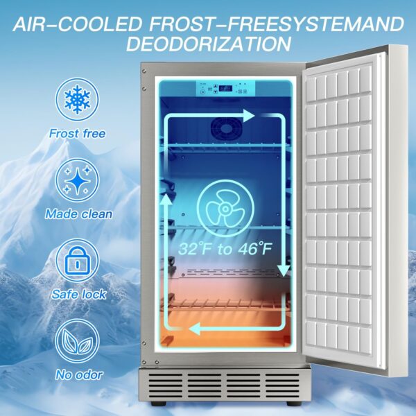 2a2bec9f5f994cd0946d4063f3e3b09c 15 Inch Outdoor Refrigerator, Weather Proof Stainless Steel Beverage Beer Cooler Under Counter Fridge, Indoor/Outdoor Refrigerator with 3 Shelves for Patio Kitchen and Commercial Use