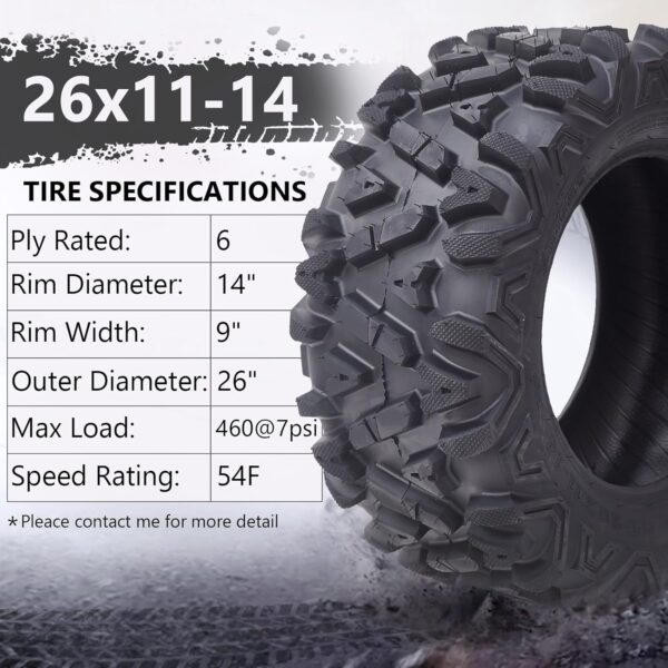 2ab41764d18c46bd97085e305444076c 26x12x12 Atv Tires, Set of 2 Atv Tires 26x12-12 6PR, All Terrain Atv/Utv Off-Road Tires, Black
