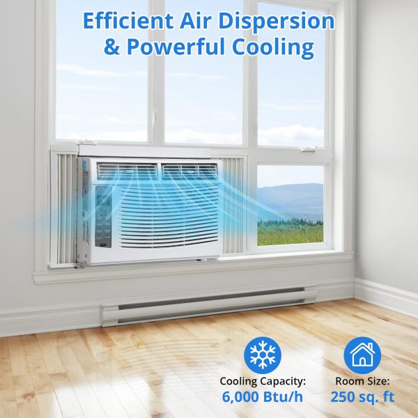 2d6752bd31f144b88fb3754eed9fee07 Window Air Conditioner With Reusable Filter & Controls, 6000 BTU 115V~, Suitable for 250 Sq.Ft