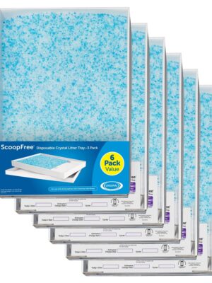 PetSafe ScoopFree Complete Replacement Blue Crystal Litter Tray�� 6-Pack Easy Cleanup with Disposable Tray Includes Leak Protection and Low Tracking Litter
