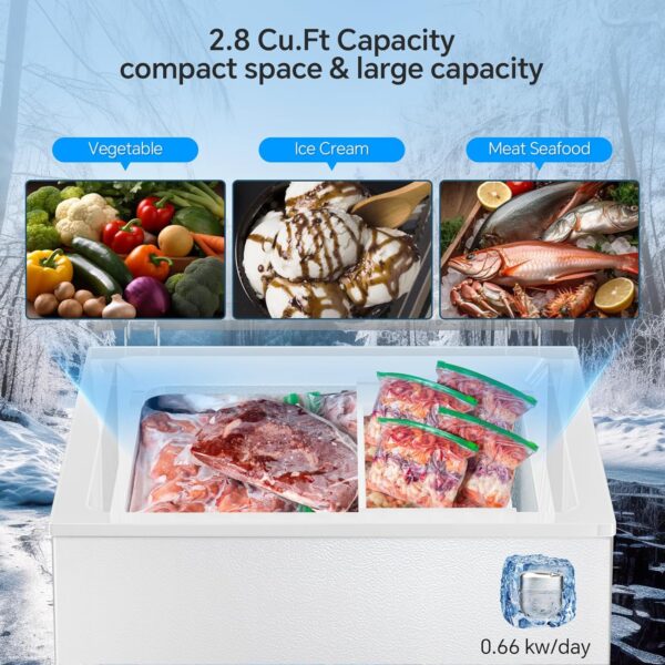 2ed31fd8657342328b98a461f1ff3c8a 3.5 Cubic Feet Chest Freezer with 2 Removable Baskets Free Standing Top Open Door Compact Freezer with Adjustable Temperature for Home/Kitchen/Office/Bar (3.5 Cubic Feet, White)