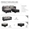 3 Pieces Patio Furniture Set with Ottoman and Outdoor Storage Table
