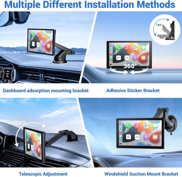 300966da6ed44a9d9758581304e86892 Wireless Apple Carplay Screen for Car 4K Dash Cam, 9" Portable Apple Carplay & Android Auto Car Stereo, with 1080p Backup Camera, GPS Navigation/Mirror Link/Voice Control/Bluetooth
