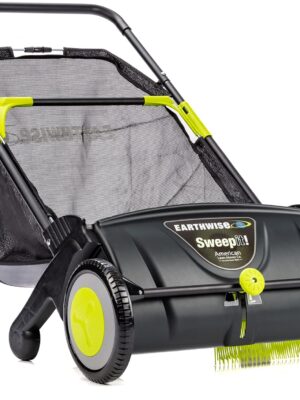 21-Inch Width Leaf & Grass Push Lawn Sweeper, Black