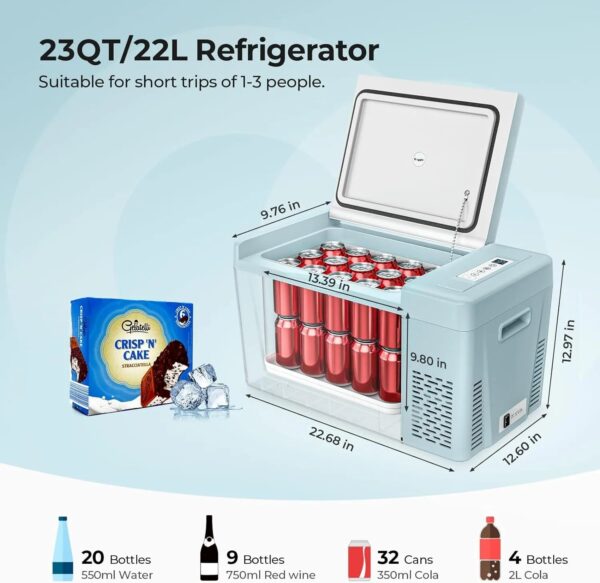 31284ba35b1f4d799364569a69111f30 12 Volt Refrigerator 12V Car Fridge 23 Quart Portable Freezer Compressor Cooler 12/24V DC 110~240 Volt AC for Truck Van RV Camper SUV Travel Camping Road Trips Tailgating -7℉~50℉