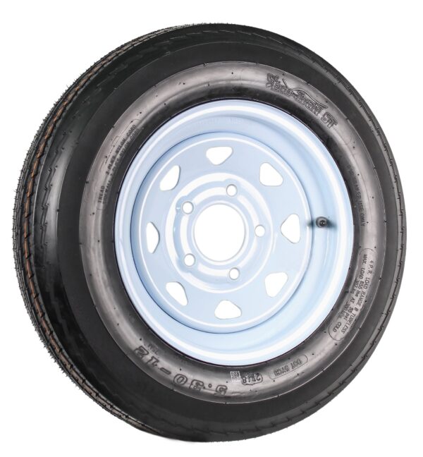 328de8c40bbe44628c96cf90d30830e3 Two Trailer Tires On Rims 5.30-12 530-12 5.30 X 12 5 Hole Wheel White Spoke