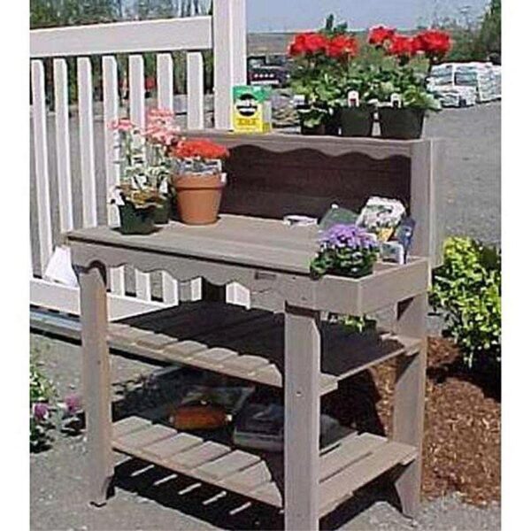 32f8f8e375fd46d38b5c47775ce245e0 Outdoor Cedar Wood Potting Bench Bakers Rack Garden Storage Table in Green
