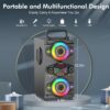 Speakers, 60W Portable Wireless Loud Outdoor Home Party Bluetooth Speaker with Subwoofer, FM Radio, LED Colorful Lights, Microphone, Remote and Big Powerful Stereo Deep Bass Sound Boombox