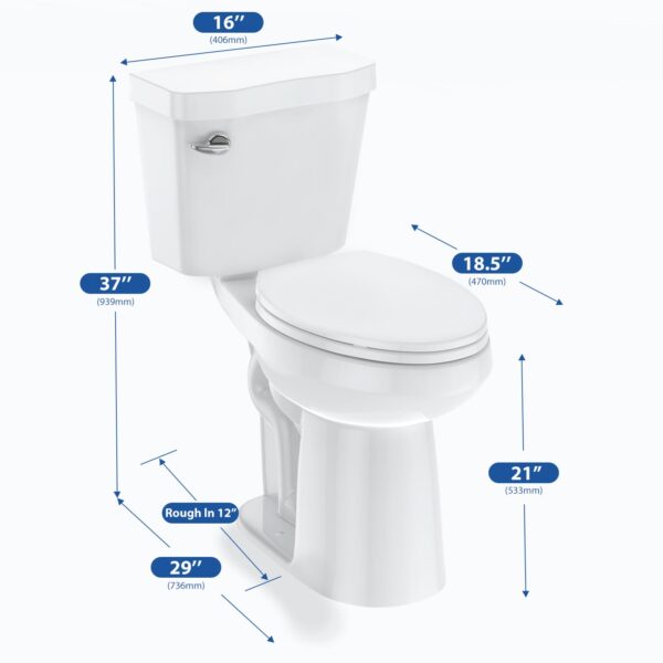 3676a3eb9d544a3794e4f3cb9c47a0ea 21Toilet, Elongated Toilets for Bathrooms, Two-Piece Toilet with Soft Close Seat, 1.28 Siphonic Flush Toilet with Universal Height ADA Cotton White