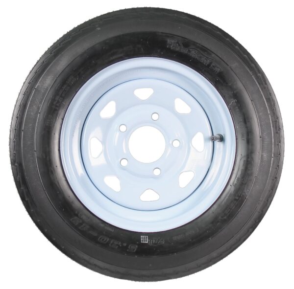 36b3022a0c4848edb9f86e934e6b1736 Two Trailer Tires On Rims 5.30-12 530-12 5.30 X 12 5 Hole Wheel White Spoke