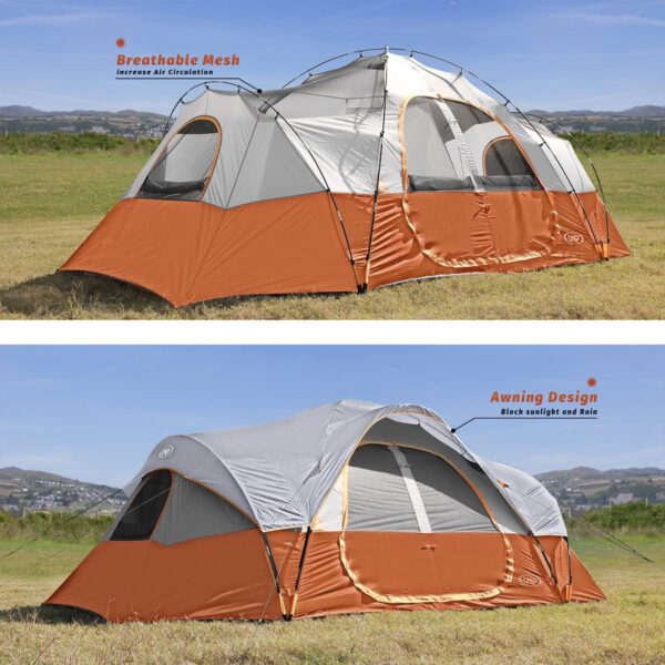 37a4dd5196ab434782c44dd4994ad874 UNP Camping Tent 10-Person-Family Tents, Parties, Music Festival Tent, Big, Easy Up, 5 Large Mesh Windows, Double Layer, 2 Room, Waterproof, Weather Resistant, 18ft x 9ft x78in