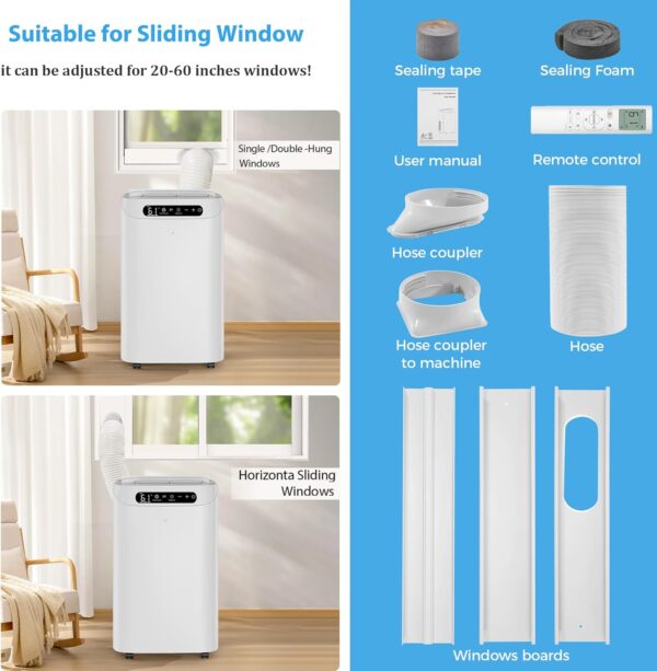 37e1404cc10241b6a75bcf14899eba85 Portable Air Conditioners 14000Btu with Remote Control, 3-in-1 Free Stand Smart Cooling AC Unit with Dehumidifier, Fan, Cools Room up to 700 sq.ft, Auto Swing,24H Timer, Windows Kit Included