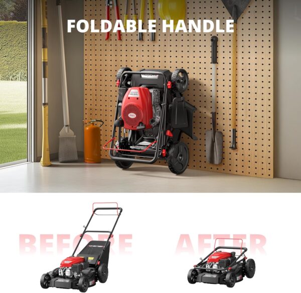 383528737d24490d8f3a79b9cf786e5b 21" Steel Deck Gas Lawn Mower, Heavy-Duty 3-in-1 Push Mower, 144cc 4-Stroke Engine, 6-Position Height Adjustment, Large 1.4 Bushel Grass Catcher, Durable & Efficient for Yard & Garden