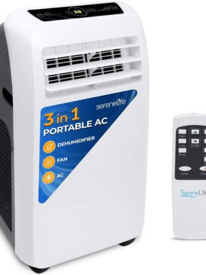3-in-1 Portable Air Conditioner with Built-in Dehumidifier Function,Fan Mode, Remote Control, Complete Window Mount Exhaust Kit