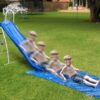 XDP Recreation 6 Foot Water Wave Slide with Built In Adjustable Sprinkler, Freestanding with Ground Pad and Hose Extension for Lawn Fun, Ages 3 to 8