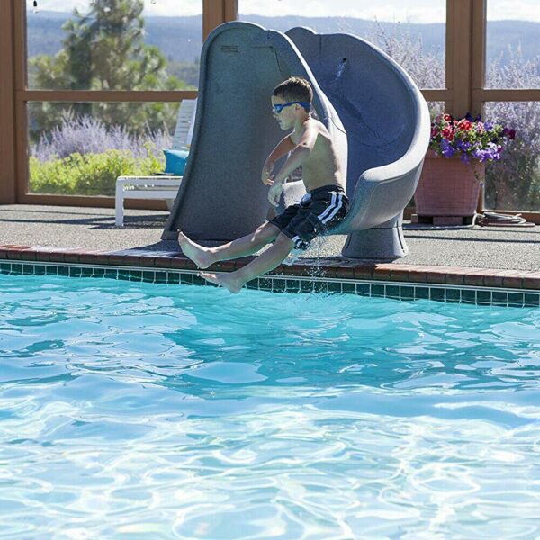 3b55b51996c640e29b77b75d1754c928 S.R. Smith 698-209-58124 Cyclone Right Curve Swimming Pool Slide, Gray Granite
