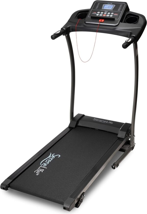 3c61d3dfd665482db6140994f3996575 SereneLife Folding Treadmill - Foldable Home Fitness Equipment with LCD for Walking & Running - Cardio Exercise Machine - Preset and Adjustable Programs - Bluetooth Connectivity