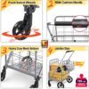 Wellmax Shopping Cart with Wheels, Metal Grocery Cart with Wheels, Shopping Carts For Groceries