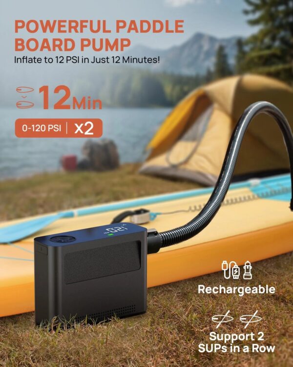 3de98a7e5c6d4dd7b9125937dae9b980 Tire Inflator Portable Air Compressor, Rechargeable Electric Paddle Board Pump 150PSI, 3X Faster Inflation 9 Pump Modes,Auto Air Pump for Car Tires Motorcycle Bike Ball SUP Tent Kayak Float
