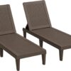 Outdoor Chaise Lounge Chair Set of 2 for Patio Poolside, Waterproof & Adjustable & Easy Assembly Sun Lounger for Outside Deck, Pool, Beach, Black