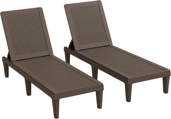 3e463b2df747467ca01766351fd75437 Outdoor Chaise Lounge Chair Set of 2 for Patio Poolside, Waterproof & Adjustable & Easy Assembly Sun Lounger for Outside Deck, Pool, Beach, Black