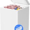 3.5 Cubic Feet Chest Freezer with 2 Removable Baskets Free Standing Top Open Door Compact Freezer with Adjustable Temperature for Home/Kitchen/Office/Bar (3.5 Cubic Feet, White)