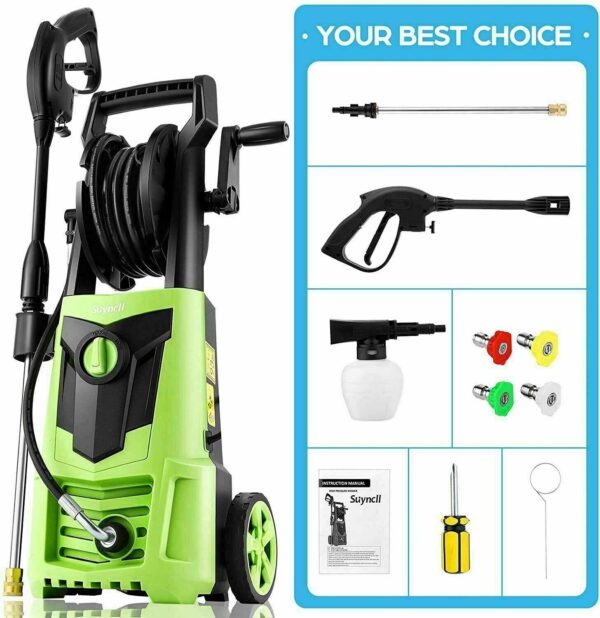 4217c4f70da5423b8b76691852ad2448 Suyncll Electric Pressure Washer 3000PSI, 2.4GPM High Power Washer Cleaner NEW