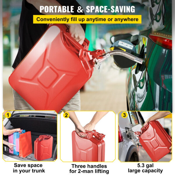 4247bba63c004147afa75c8cc0040ee9 VEVOR Jerry Fuel Can with Flexible Spout System, 5.3 Gallon/20 L