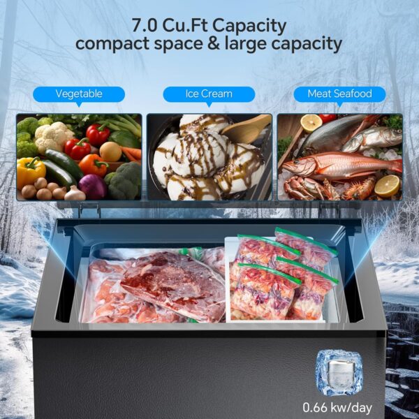4468c5dbaa834b2f95d3d1969e8857a7 3.5 Cubic Feet Chest Freezer with 2 Removable Baskets Free Standing Top Open Door Compact Freezer with Adjustable Temperature for Home/Kitchen/Office/Bar (3.5 Cubic Feet, White)