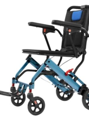 Ultra-Light Portable Folding Wheelchair, Travel-Friendly with Handbrake, 220 lbs Capacity, Ideal for Elderly & Children, 34.2×32.6 Unfolded Dimensions
