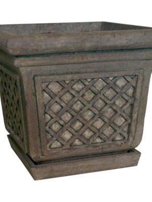 24 in. Sq. in Granite Stone Square Lattice Pot