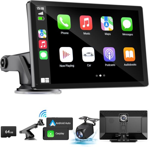 47969fc86a284644be397dc41b187328 Wireless Apple Carplay Screen for Car 4K Dash Cam, 9" Portable Apple Carplay & Android Auto Car Stereo, with 1080p Backup Camera, GPS Navigation/Mirror Link/Voice Control/Bluetooth
